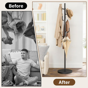 Heavy Duty Freestanding Coat Rack with Wood Base