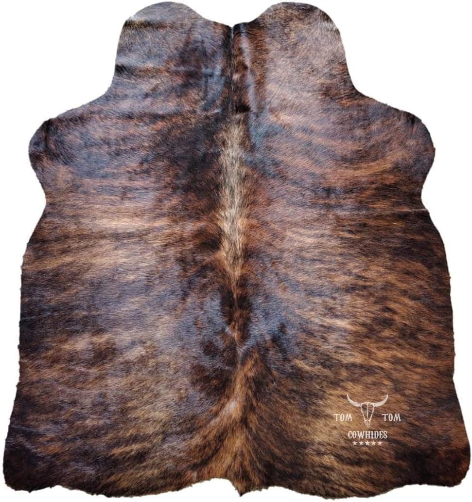 Small Dark Brindle Genuine Cowhide Rug 4ft x 3.5ft
