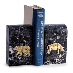 Bull and Bear Marble Bookends
