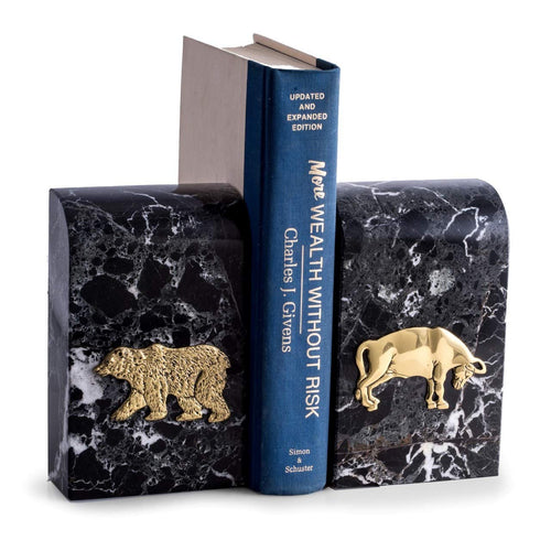 Bull and Bear Marble Bookends