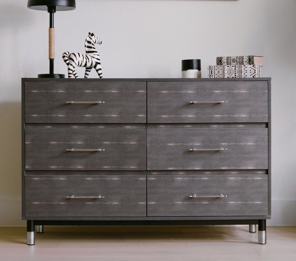 Grey 6-Drawer Dresser with Wide Storage