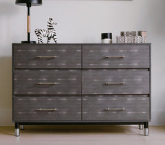 Grey 6-Drawer Dresser with Wide Storage