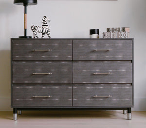 Grey 6-Drawer Dresser with Wide Storage