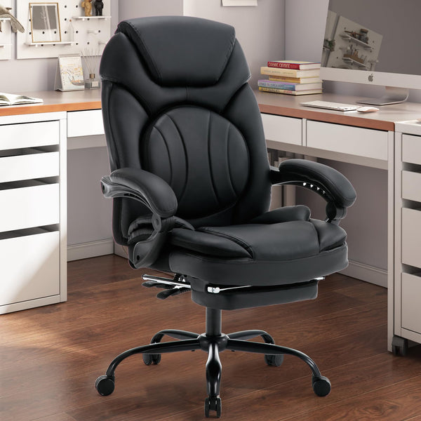 Ergonomic Reclining Office Chair with Lumbar Support and Footrest