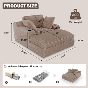 67" Indoor Chaise Lounge Chair