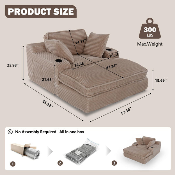 67" Indoor Chaise Lounge Chair