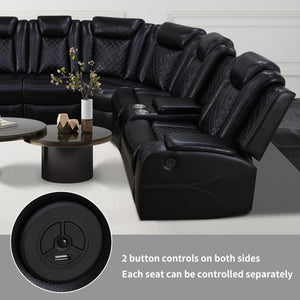 Power Recliner Sectional Sofa with LED Lights