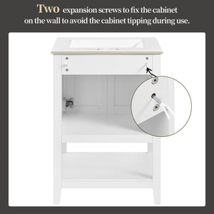 24" Freestanding Bathroom Vanity with Ceramic Sink