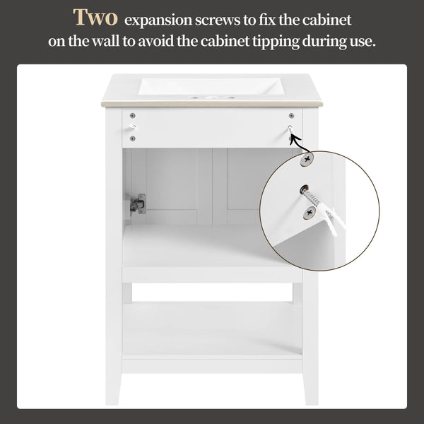 24" Freestanding Bathroom Vanity with Ceramic Sink
