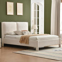 Upholstered Platform Bed Frame with Padded Headboard & Slatted Support