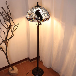 Gothic Raven Tiffany Stained Glass Floor Lamp
