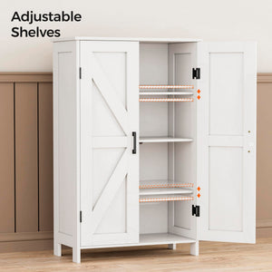Farmhouse Storage Cabinet with Barn Doors and Adjustable Shelves