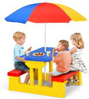 Kids Picnic Table Set with Removable Umbrella