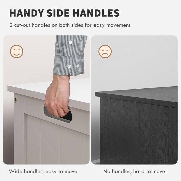 Storage Bench with Safety Hinges & Cut-Out Handles