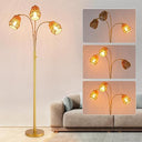 Arc Floor Lamp with Rattan Shades & Rotatable Arms
