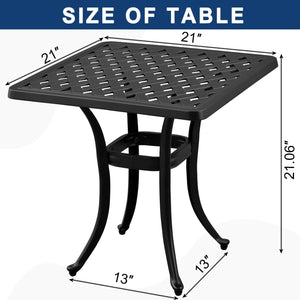 Cast Aluminum Outdoor Side Table with Cut-Out Design