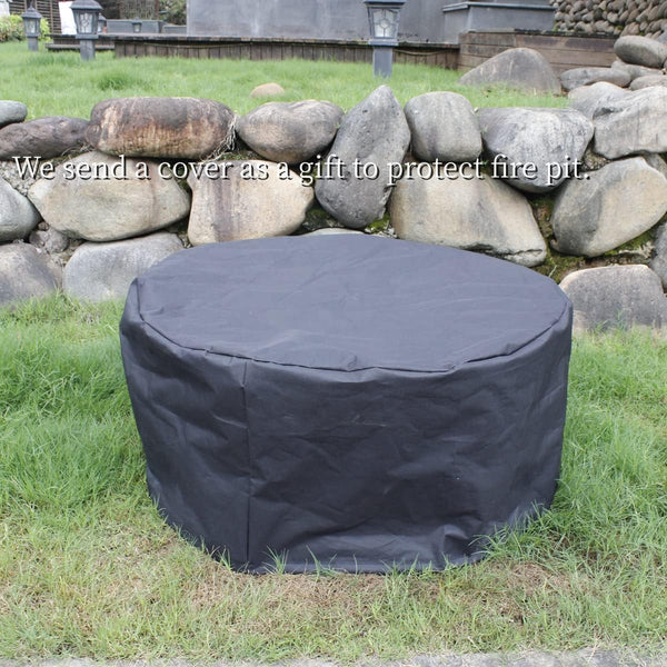 36" Round Wood Burning Fire Pit with Grill, Lid & Cover – 3-in-1 Outdoor Firepit Table