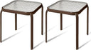 Bronze Metal Outdoor Side Table with Tempered Glass Top