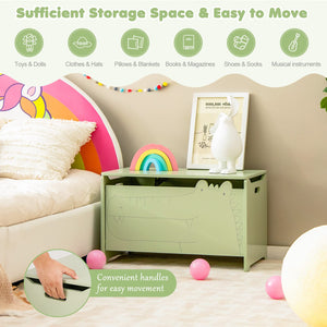 Kids Wooden Toy Box with Safety Hinge and Handles
