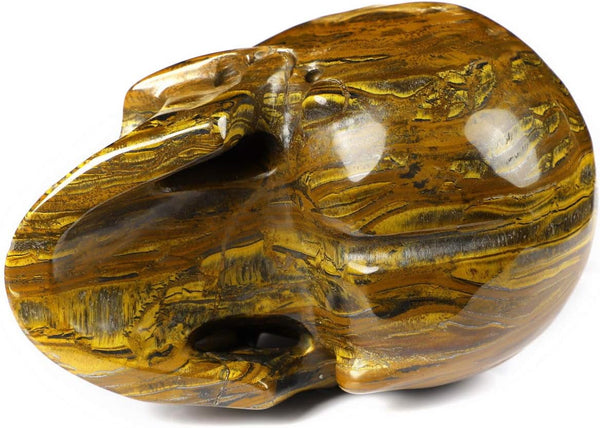 Tiger Iron Eye Crystal Skull Sculpture – 5 Inch Hand Carved Gemstone
