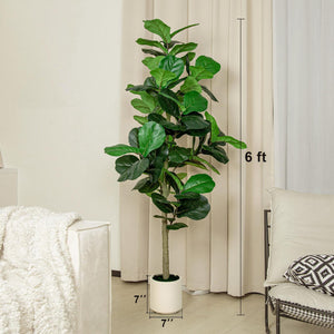 Artificial Fiddle Leaf Fig Tree with White Planter