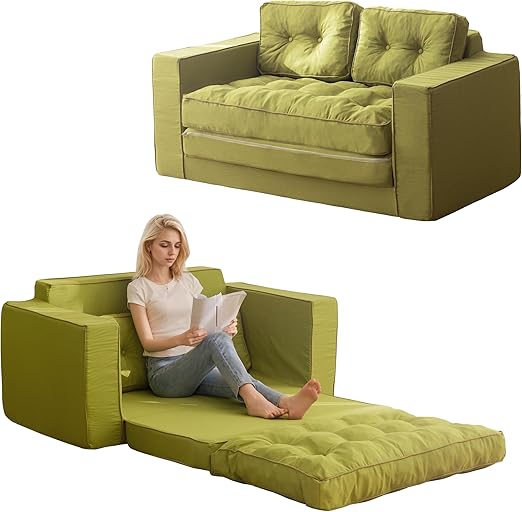 Convertible Loveseat Sleeper Sofa Bed with Cushion & Pillows