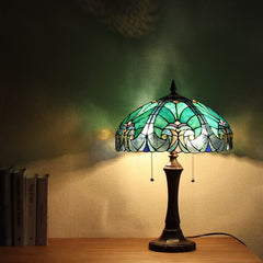 Tiffany Style Stained Glass Table Lamp – Victorian Green