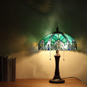 Tiffany Style Stained Glass Table Lamp – Victorian Green