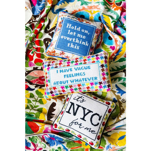 Needlepoint Throw Pillow – Overthink – Blue Velvet, 11x11