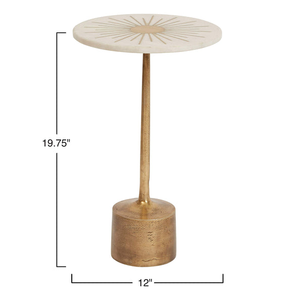 Aluminum & Marble Martini Side Table
