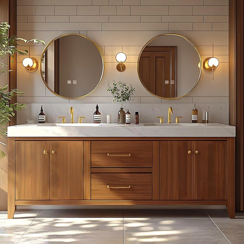 96-Inch Double Sink Bathroom Vanity with LED Mirror