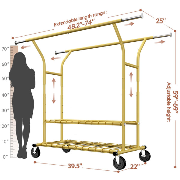 Heavy Duty Double Rod Clothes Rack