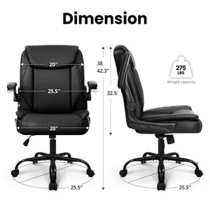 Ergonomic Mid-Back PU Leather Office Chair with Flip-Up Armrests