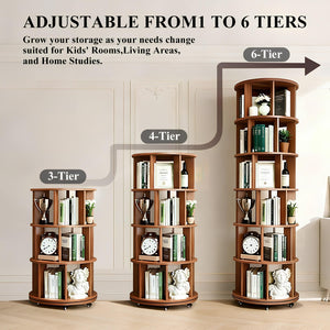 6-Tier Rotating Bookshelf Tower