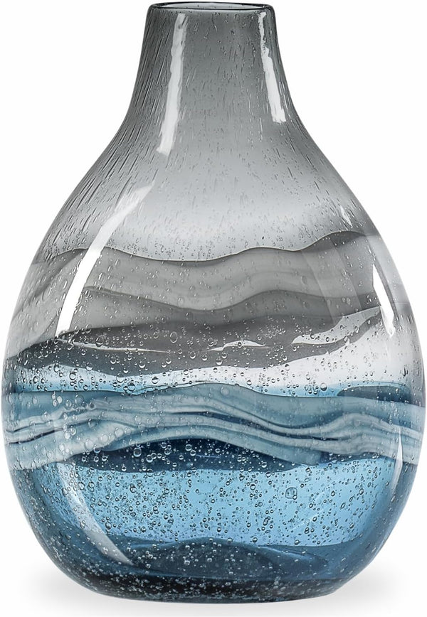 Blue Glass Vase – Handmade Coastal Home Decor