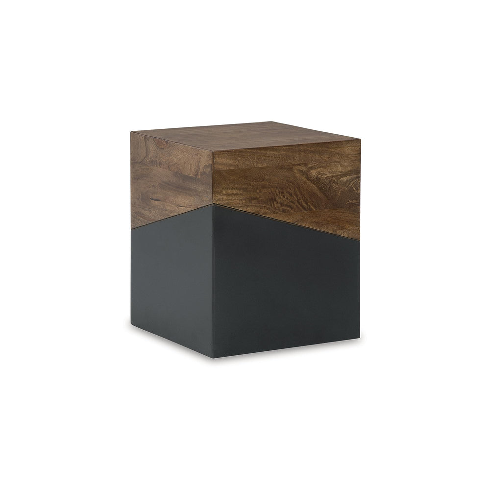 Two-Tone Accent End Table – Brown & Gunmetal