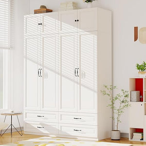 Armoire Wardrobe with Drawers & Hanging Rod