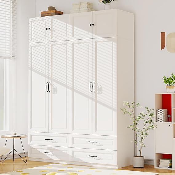 Armoire Wardrobe with Drawers & Hanging Rod