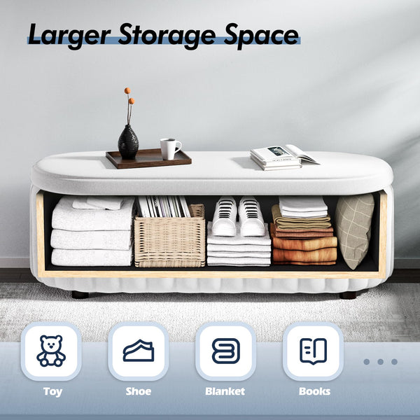 Storage Ottoman Bench with Safety Hinge, 46"