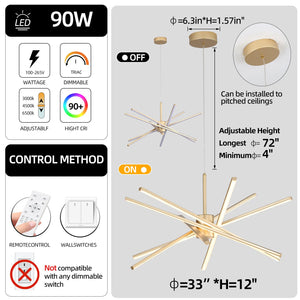 33-Inch Dimmable Sputnik LED Chandelier