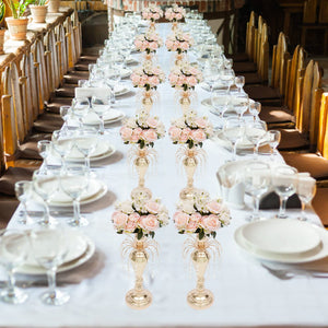 Gold Metal Trumpet Vases Set of 10 – 17.7" Tall Wedding Centerpieces