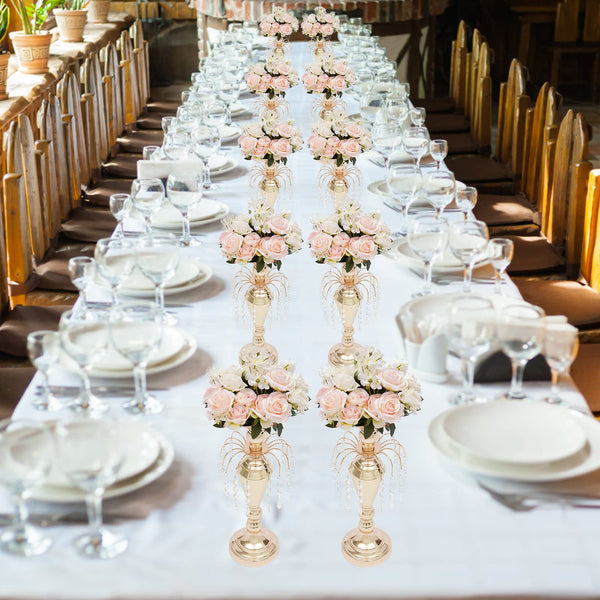 Gold Metal Trumpet Vases Set of 10 – 17.7" Tall Wedding Centerpieces