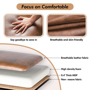 Upholstered Storage Ottoman Bench with Rolled Arms & Nailhead Trim