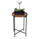 Folding Side Table with Removable Acacia Wood Tray