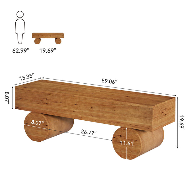 59" Solid Wood Entryway Bench
