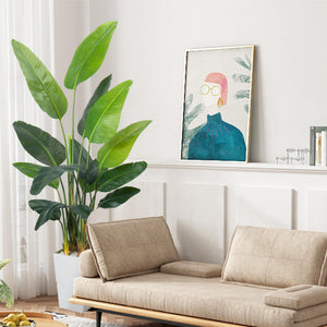 Bird of Paradise Artificial Plant 6.8 FT with White Planter