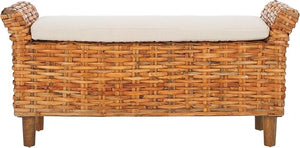 Handwoven Accent Bench – Mango Wood & Kretes Fiber