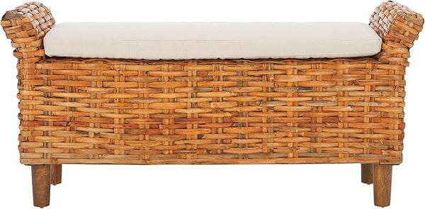Handwoven Accent Bench – Mango Wood & Kretes Fiber