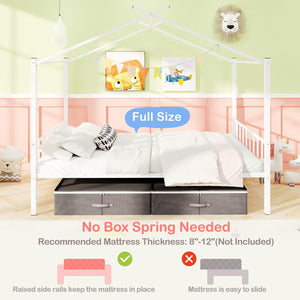 Full Size Metal House Bed with 2 Storage Drawers