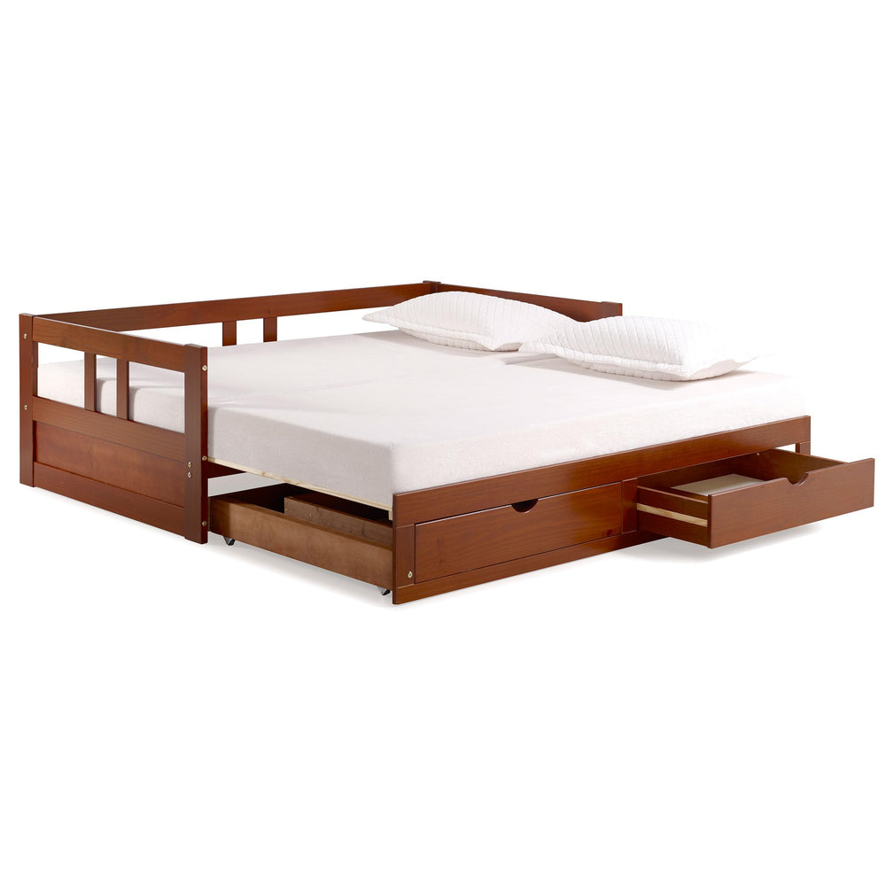 Twin to King Extendable Daybed with Trundle & Storage Drawers